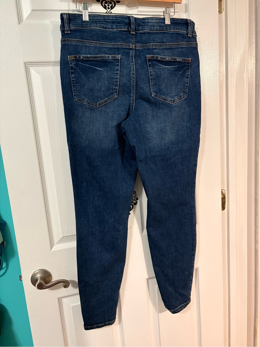 High-Rise Button-Fly Jeans — Dark Blue - Picture 10 of 10